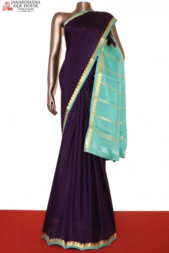 Contrast Classic Pure Mysore Crepe Silk Saree